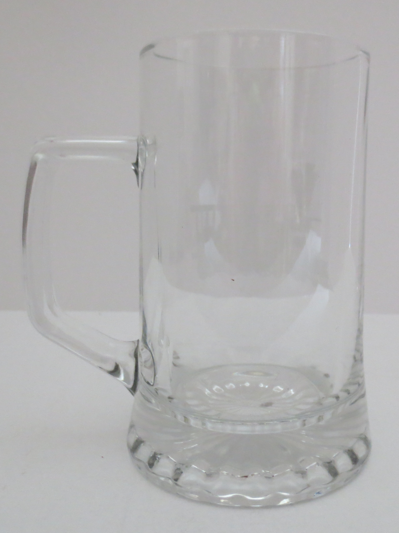 Glass Mug With Train Etching